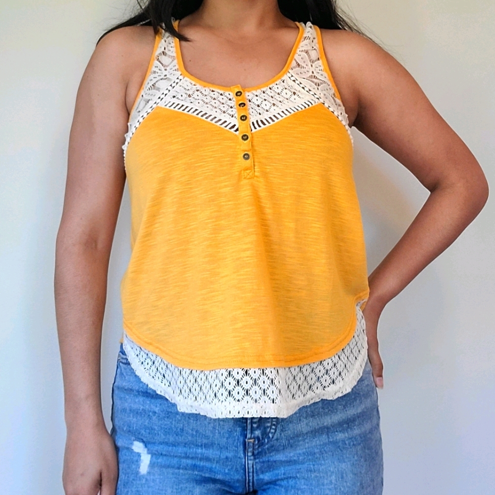 Altar'd State Yellow Tank with lace